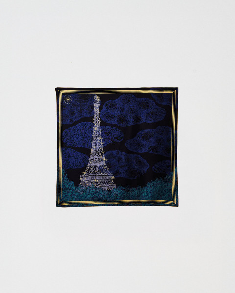 Carré 67x67cm Nuit Soie Bleu - Boutique tour Eiffel