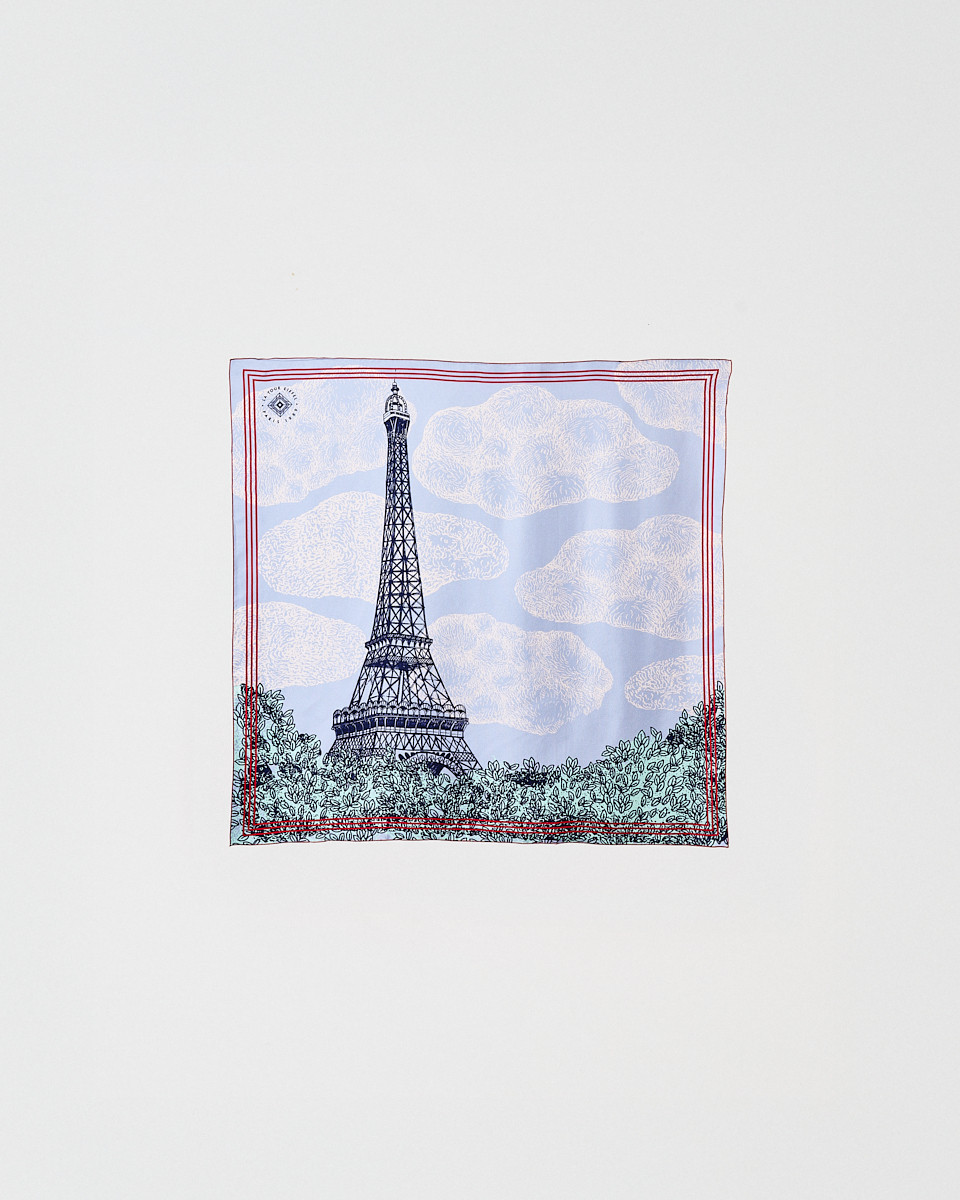 Carré 67x67cm Jour Soie Bleu - Boutique tour Eiffel