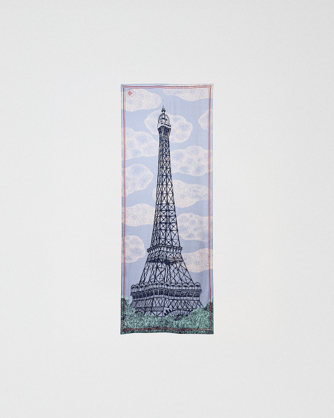 Etole 67x180 cm Jour Laine et Soie Bleu - tour Eiffel