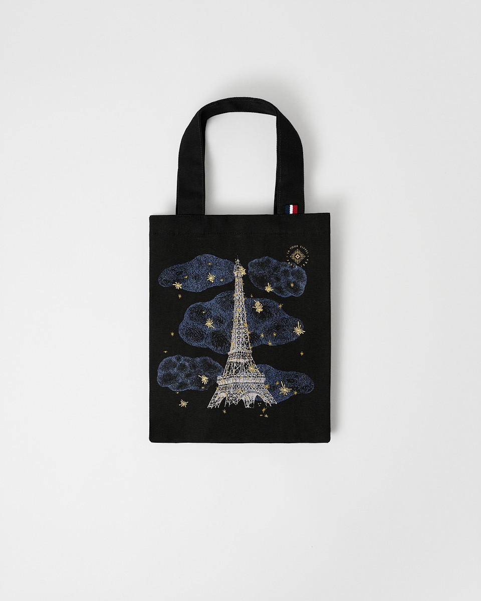Totebag Mini Nuit Coton Noir et Bleu - Boutique tour Eiffel