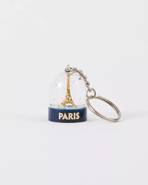 Keychain Snow Globe with Gold Eiffel Tower