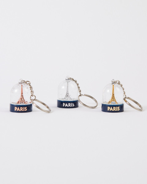 Keychain Snow Globe with Gold Eiffel Tower